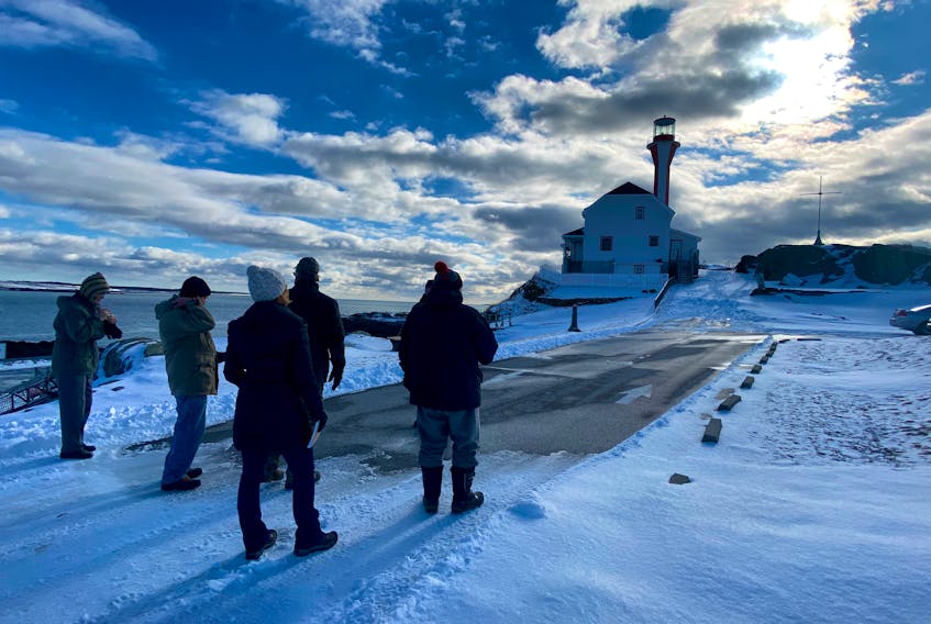 A tour of the Cape Forchu lighthouse site, including the Wentzell House, was provided to session participants by Mike Cunningham. Carla Allen Photo
