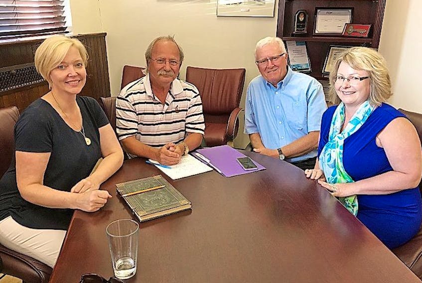 (From left) Cumberland North MLA Elizabeth Smith-McCrossin, Amherst Mayor Dr. David Kogon, Cumberland-Colchester MP Bill Casey and Amherst Deputy Mayor Sheila Christie met Friday to discuss how the three levels of government can work together to save the Col. James Layton Ralton Armoury. 