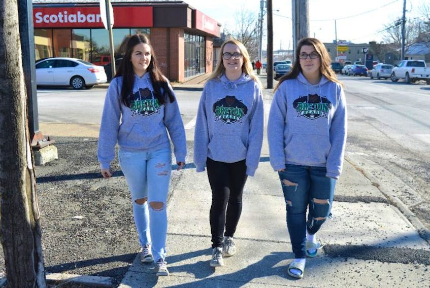 From left, Kayla Thomson, Andi Heffernan and Sara Lever are Grade 12 students at Breton Education Centre in New Waterford who are organizing a fundraising campaign to pay for the prom and safe grad.