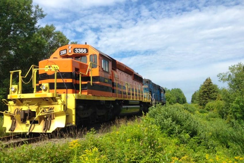 This file photo from 2015 shows one of the last trains to operate on the Genesee & Wyoming line in Cape Breton. Under a new preservation agreement, the existing rail line between St. Peter's Junction, near Port Hawkesbury, and Sydney will be maintained.