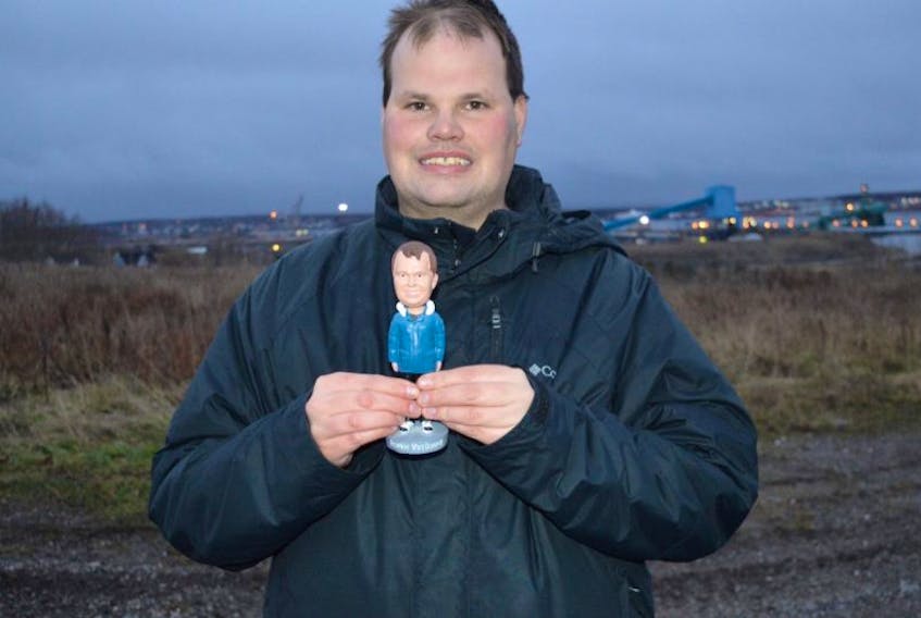 Frankie MacDonald says he’s excited about the launch of the latest edition of his Bobblehead figurine. Whitney Pier’s amateur weatherman and online sensation is shown on Friday holding the long sold-out previous Frankie MacDonald Bobblehead. The new Frankie figurine, that depicts the local celebrity in a traditional MacDonald tartan kilt, is just about ready for pre-orders.