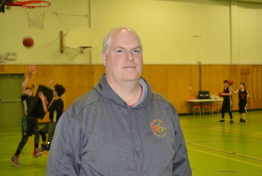 Basketball Cape Breton executive director Chris MacPhee is shown at the former Bridgeport School gymnasium. The non-profit organization is leasing the building from the municipality to run its programs.