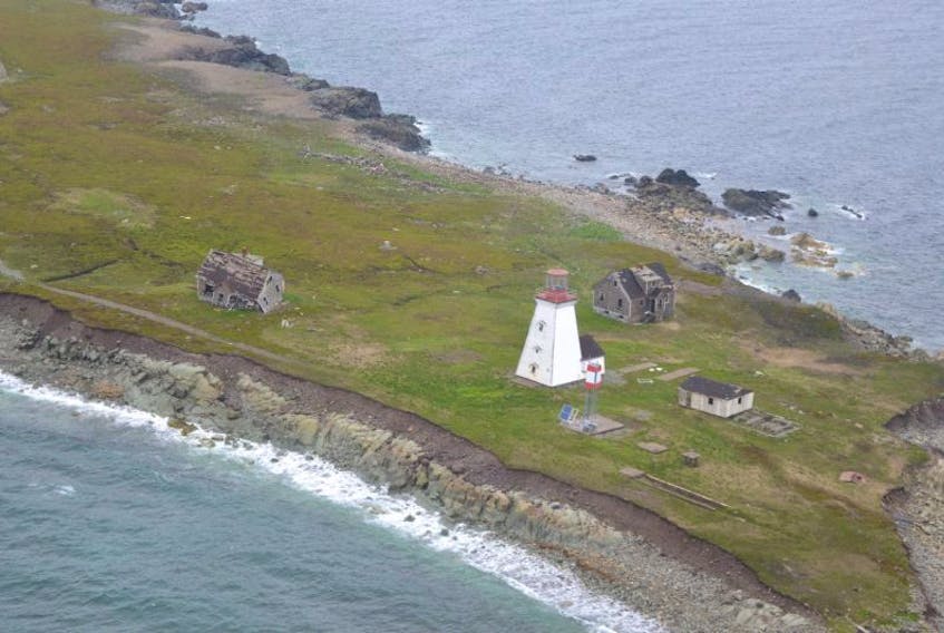 The new solar-powered navigational aid being built on Scatarie Island as seen from a Canadian Coast Guard helicopter.