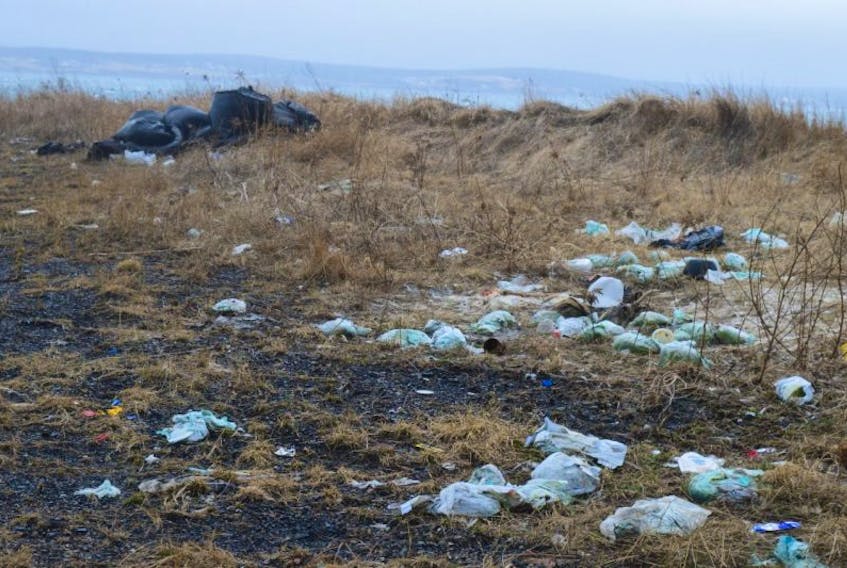 This file photo from April 2016 shows garbage bags, dirty diapers, cans and plastic dumped on Swivel Point in Sydney Mines on the site of the former Princess Colliery. Each year, the CBRM’s department of solid waste investigates hundreds of reports of illegal dumping at sites across the municipality.