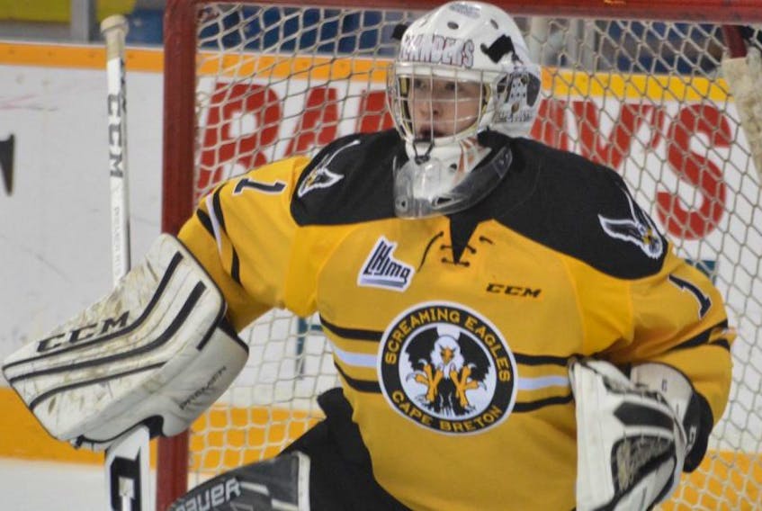 Colten Ellis, seen in this file photo, says he was shocked when the Cape Breton Screaming Eagles traded him to Rimouski Océanic on Saturday during the Quebec Major Junior Hockey League draft.