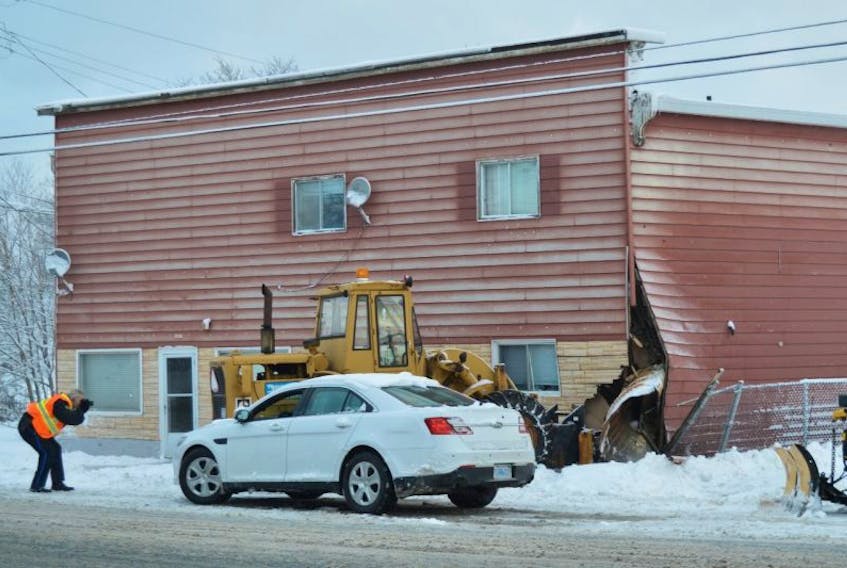 Cape Breton Regional Police were on scene on Monday, Feb. 6, 2017 of an accident on Victoria Road in Whitney Pier. A snowplow struck the corner of a building.