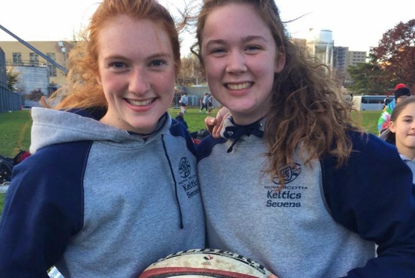 Elish Redshaw, left, and Brooklyn Etheridge will represent Nova Scotia at the rugby sevens national championship in Burnaby, B.C., Thursday and Friday.