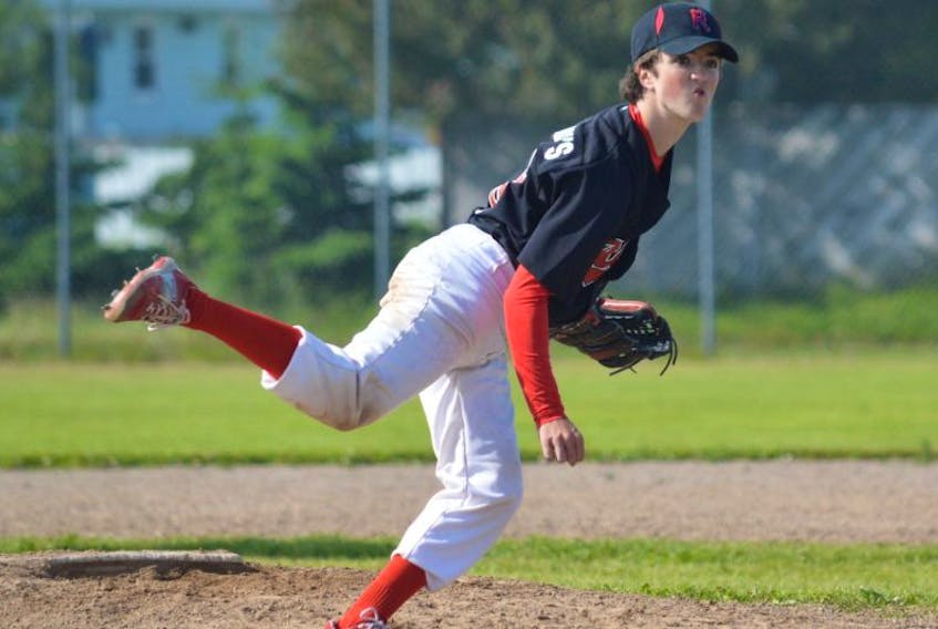 In this file photo, Cole MacPhee of the Cape Breton Big Daddy’s Reds deliveries a pitch during Baseball Nova Scotia Bluenose League action at the Gerry Marsh Ball Field in New Waterford last July. Baseball Nova Scotia has seen an increase in midget baseball teams in Cape Breton with six teams between the midget ‘A’ and midget ‘AAA’ divisions.
