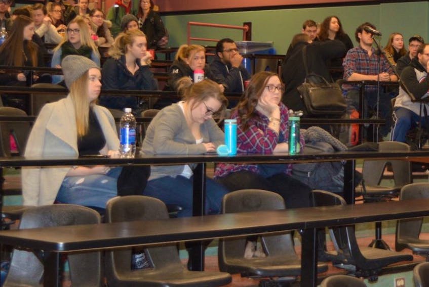Close to 100 students at Cape Breton University attended a town hall meeting at the school on Tuesday to voice their concerns and receive information surrounding negotiations between the university and its faculty.