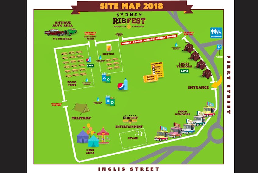 A map of the 2018 Sydney Ribfest site at Open Hearth Park.