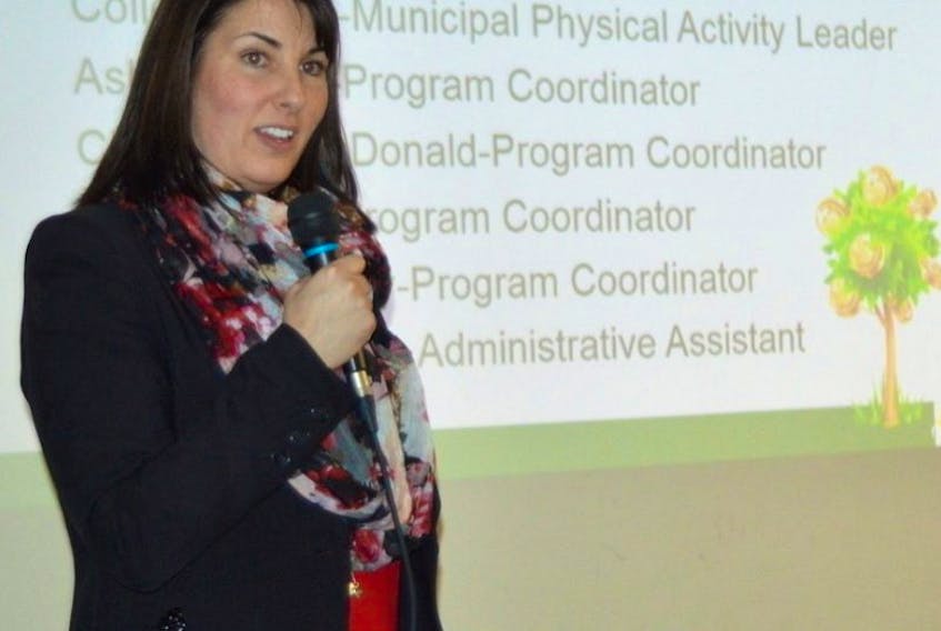 Cape Breton Regional Municipality recreation manager Jennifer Collins talks about the new sustainability fund application during a public session at the CBRM Civic Centre in Sydney on Wednesday.