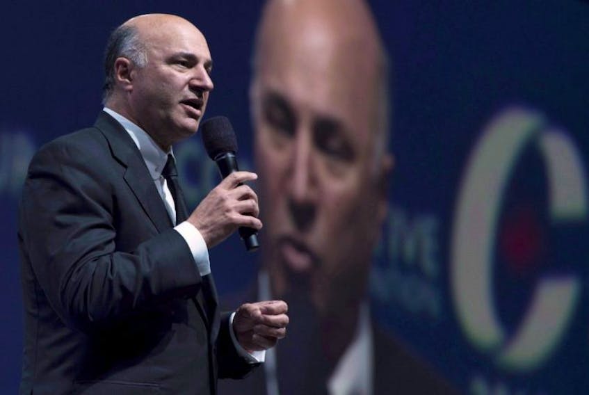 Kevin O'Leary speaks during the Conservative Party of Canada convention in Vancouver, Friday, May 27, 2016. 