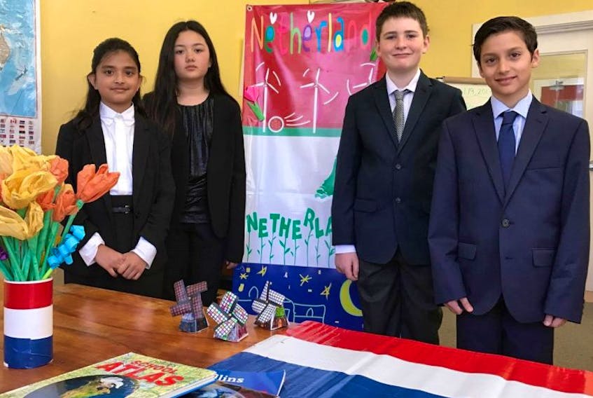 Harbourview Montessori School students Sarwat Naeem, Tia Hanna-Yun, Graydon MacIsaac and Manny Strong will act as delegates when they travel to Rome to take part in the International Model United Nations Conference this month.