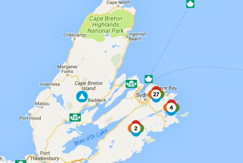Nova Scotia Power outage Map as of 2:30 p.m. on Wednesday, March 22, 2017.