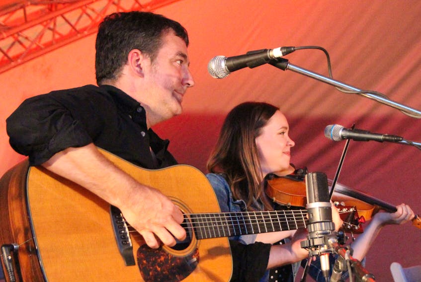 Darren McMullen and Rachel Davis were amongst the talented musicians who performed during the Ceilidh in the Round Aug. 2 on St. F.X.’s Memorial Field. Corey LeBlanc