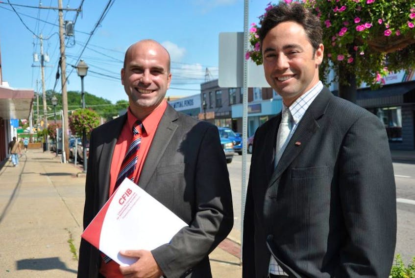 <p>Patrick Kelly, CFIB’s district manager for the Annapolis Valley, and Nick Langley, CFIB’s director of provincial affairs, visited several Kentville area businesses recently to learn more about the issues faced by small business owners in the Annapolis Valley.</p>