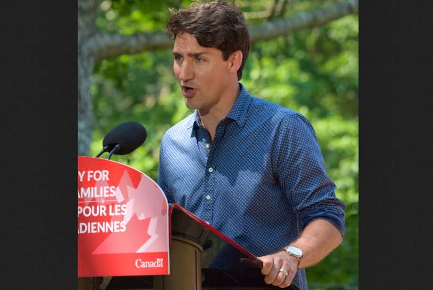 Prime Minister Justin Trudeau speaks to the media about the Canada Children Benefit