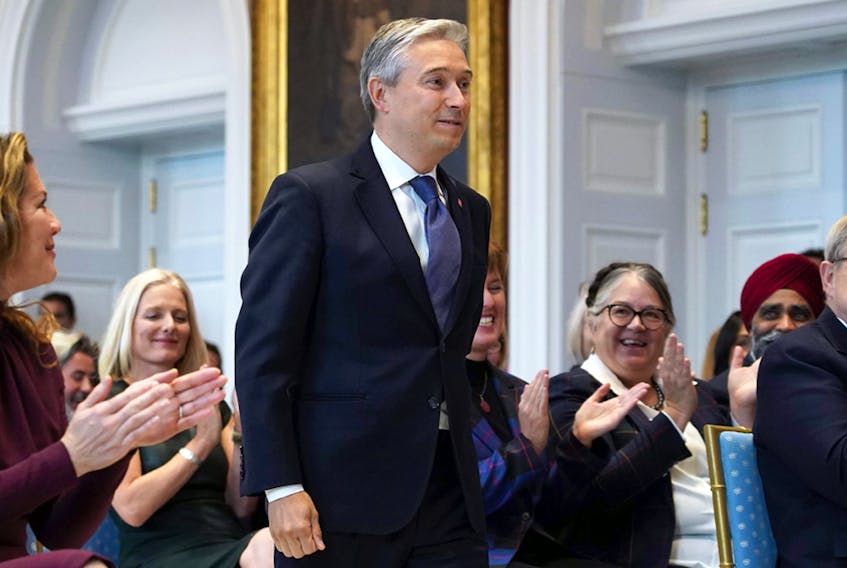 François-Philippe Champagne is introduced before being sworn-in as Foreign Affairs Minister during a ceremony at Rideau Hall on Nov. 20, 2019 in Ottawa.