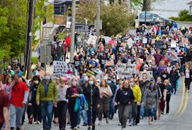 An estimated 600 people marched in solidarity through the streets of Shelburne on June 7 in a show of support against systemic racism. KATHY JOHNSON