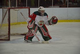 Chad Arsenault in action with the Kensington Wild of the New Brunswick/P.E.I. Major Under-18 Hockey League during the 2018-19 season.