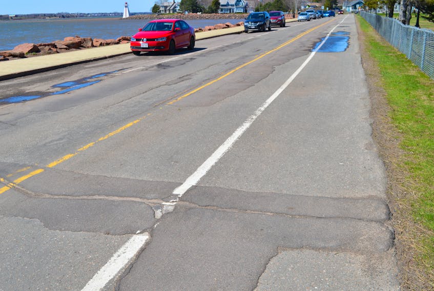 One of the reasons Charlottetown’s public works department doesn’t want the Victoria Park bike lane to remain open year-round is the lack of a barrier between traffic and pedestrians/cyclists along this area in front of the playground. Staff fear someone could slip on ice into the path of oncoming traffic.