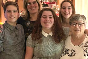 Claudette Cramm, right, stands with her daughter, Kimberley Studer, and her grandchildren, back row Séamus and Deirdre, and front row Aisling. 