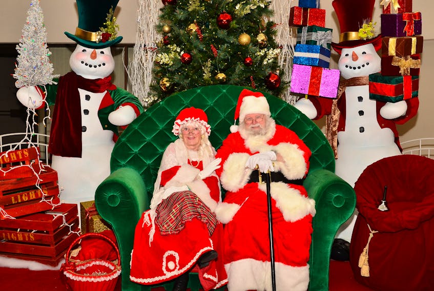Mrs. Claus and Santa, pictured in a previous visit to the Valley Mall in Corner Brook, NL, will be taking COVID-19 precautions in planning visits to the East Coast leading up to Dec. 24. Santa is getting ready for socially-distanced visits in person in some cases, while will do virtual visits in other areas this holiday season, to ensure he can stay safe and keep children and their families safe 
