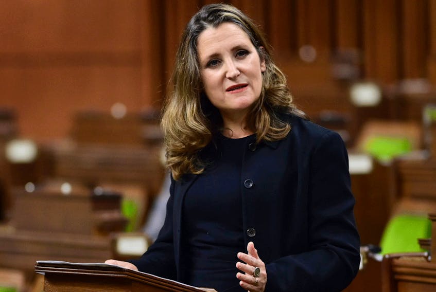 Finance Minister Chrystia Freeland delivers the 2020 fiscal update in the House of Commons on Monday, Nov. 30, 2020.