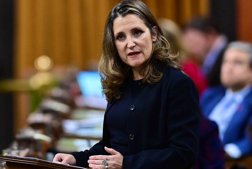 Finance Minister Chrystia Freeland delivers a fiscal update in the House of Commons on Nov. 30, 2020.