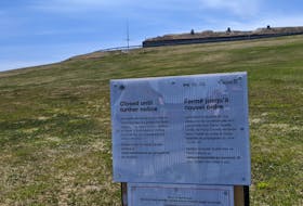 A COVID-19 closure sign is seen at Citadel Hill National Historic Site in Halifax.
