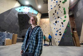 Jackie Turner, co-owner of East Peak Climbing, poses for a photo at the climbing gym on Quinpool Road in Halifax on Thursday, Feb. 21, 2020.