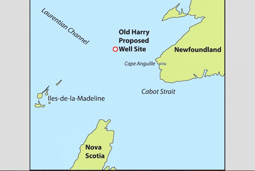 A map showing the position of the Old Harry oil and gas exploration site. — Contributed