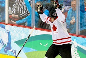  Sidney Crosby celebrates after scoring in overtime to give Canada a 3-2 win over the United States in the gold-medal hockey game at the Olympic Games in Vancouver on Feb. 28, 2010.