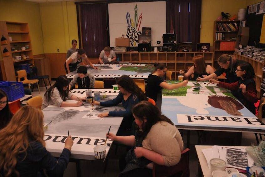 Over a dozen students from the Carbonear Collegiate Art Club are collaborating on a large mural set to be unveiled during this Thursday’s Remembrance Day assembly.