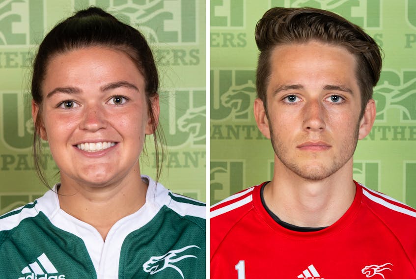 Brinten Comeau, left, and Evan Couturier are student-athletes at UPEI.