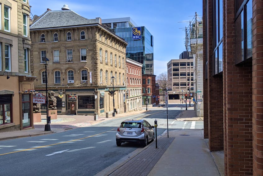 A deserted downtown Halifax in April. The chamber of commerce would like to see a loosening of restrictions to encourage more trade. - John McPhee