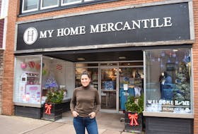 Miriah Kearney in front of her My Home Mercantile store in downtown Truro.