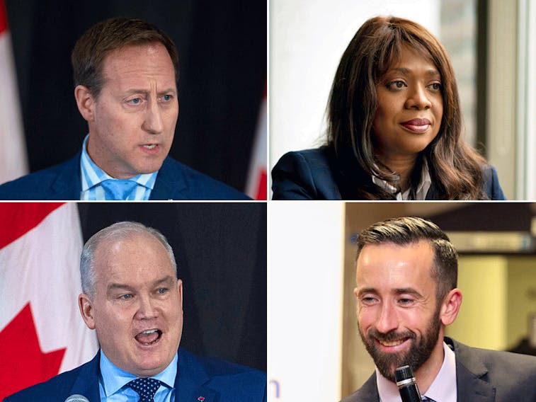 The final four Conservative Party leadership candidates: Peter MacKay, Leslyn Lewis, Erin O’Toole and Derek Sloan.