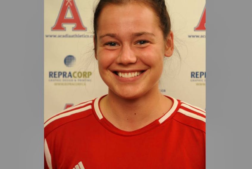 Third-year Acadia striker Meghan Earle of Mount Pearl, NL is the AUS women's soccer MVP for 2015. Earle scored 12 goals for the Axewomen this year, and helped lead Acadia to a first-place finish in the regular season.