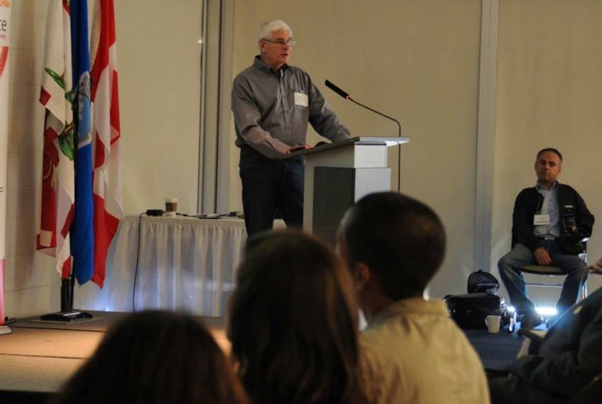 <p>Rod Herbert introduced a client's company to potential investors during Wednesday's event in Summerside.</p>