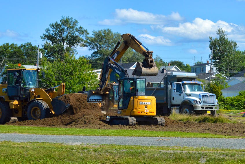 Construction recently began on the new recreation fields at the former MacKinnon Field in New Waterford. The location will be home to a new artificial turf soccer field as well as new tennis courts as part of the new health-care hub in the community. JEREMY FRASER/CAPE BRETON POST