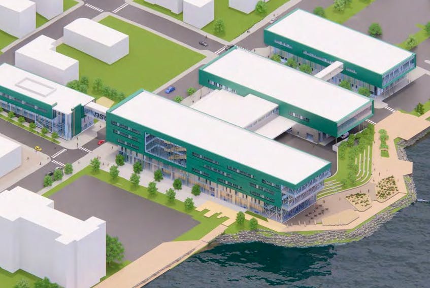 An overhead view from above Sydney harbour shows what the new Nova Scotia Community College Marconi Campus will look like from the back. PHOTO/NOVA SCOTIA GOVERNMENT 