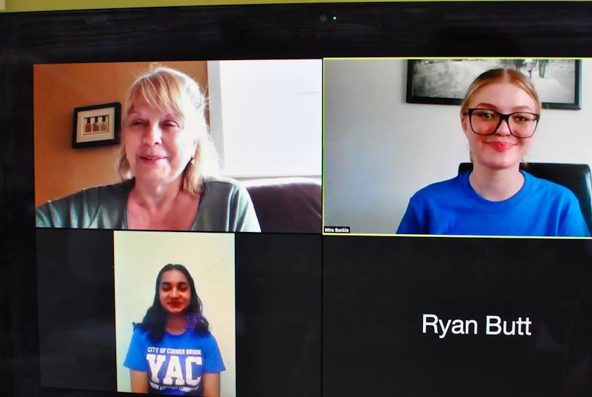 Members of the City of Corner Brook’s youth advisory council are staying connected through Zoom. From left, top, Coun. Linda Chaisson and Mira Buckle and bottom Maryam Taj.
Diane Crocker
