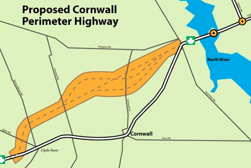 Map outlines route of proposed Cornwall bypass