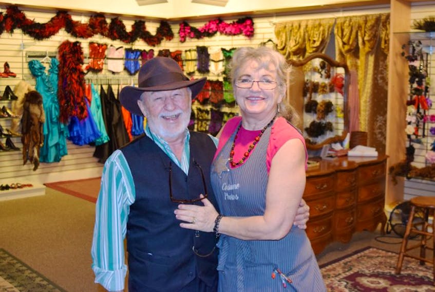 <p>Bill and Emmi Bourgeois are shown at their costume portrait studio in New Glasgow, where a wedding took place last week. ADAM MACINNIS/THE NEWS</p>