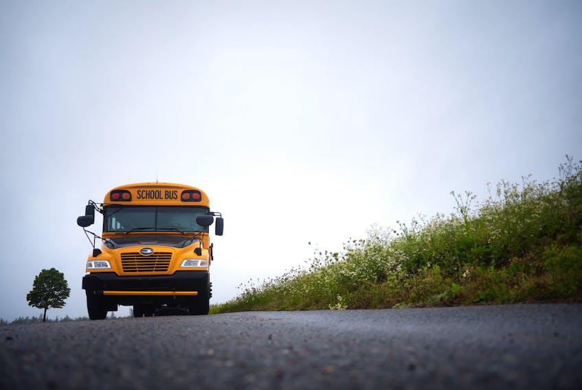 A school bus sits outside East Wiltshire Intermediate School on Thursday. School officially starts back this week across Prince Edward Island.