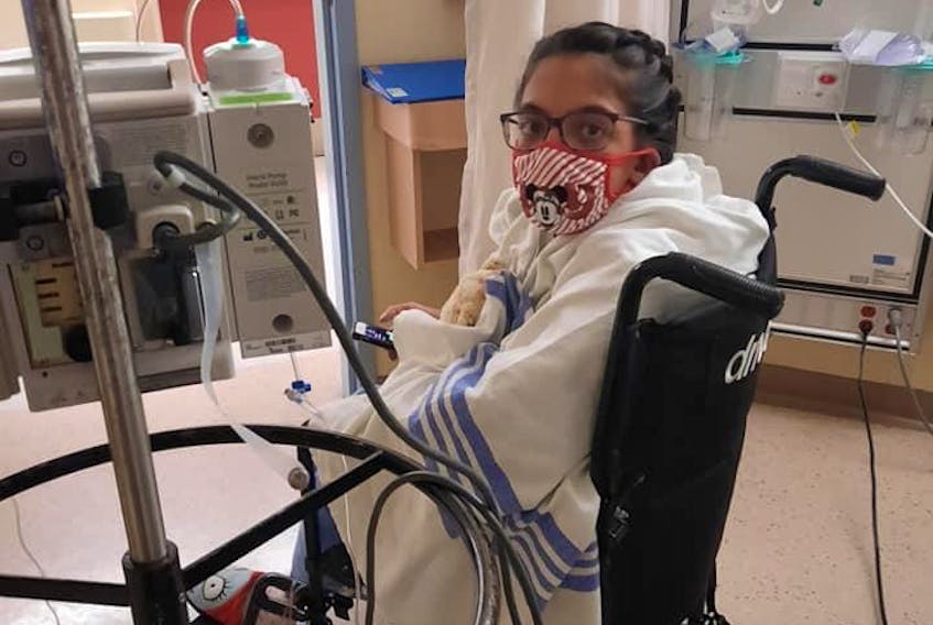 Tahlia Ali, 16, at the Hospital for Sick Children in Toronto preparing for a double-lung transplant and heart surgery. After the pandemic delays, Ali finally received new lungs on Nov. 16.