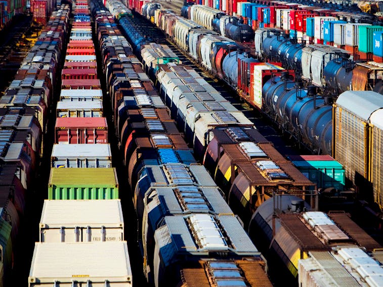 The Canadian Pacific railyard is pictured in Port Coquitlam, B.C. The proposed merger of CP and Kansas City Southern is being touted as a 'stabilizing' deal for the sector.