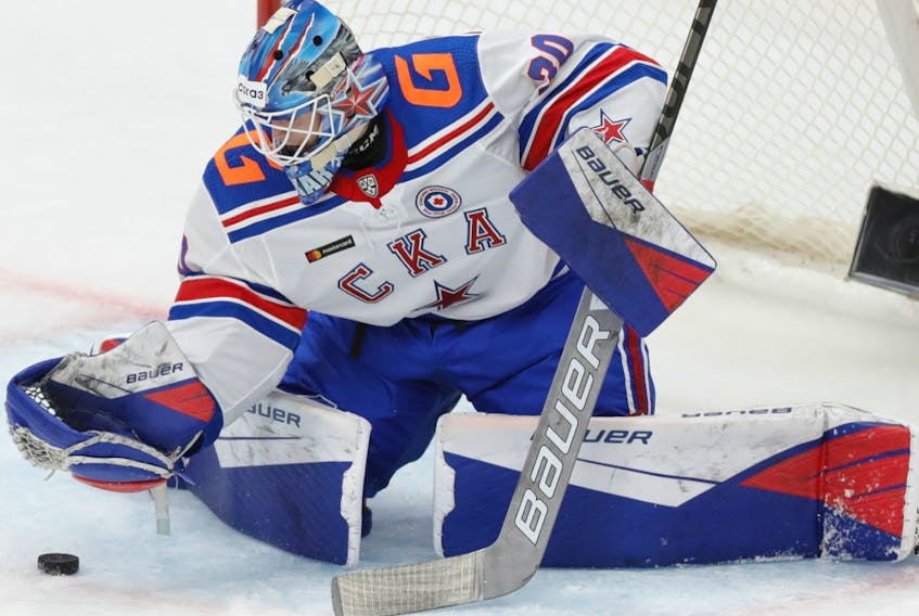 The Nashville Predators took away what would have been the most compelling piece of the 2020 NHL Entry Draft for the Edmonton Oilers when they selected Russian goaltender Yaroslav Askarov, seen here in a 2020-21 Kontinental Hockey League game with SKA St. Petersburg, two spots ahead at 12th overall.