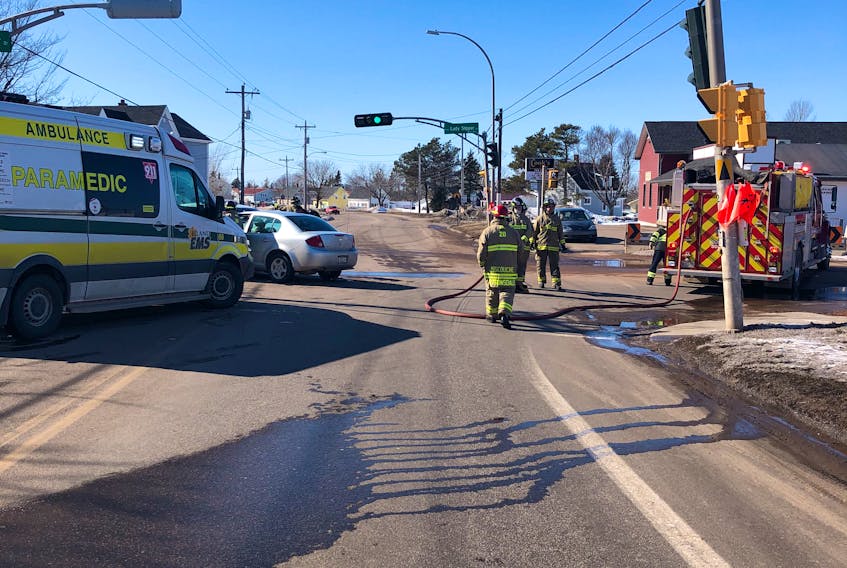Contributed 
There was a three-vehicle crash at the traffic lights in Miscouche Wednesday afternoon. There were no injuries.  